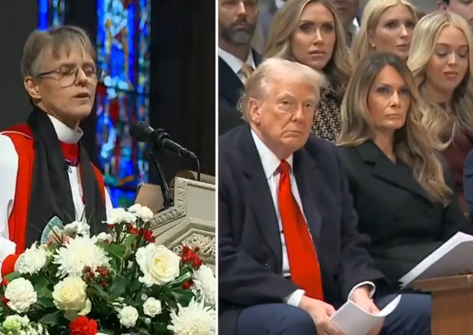 Donald Trump chamou o sermão de “desagradável e tendencioso”, enquanto a líder religiosa pediu compaixão e criticou políticas do ex-presidente. Foto: Reprodução/ Internet